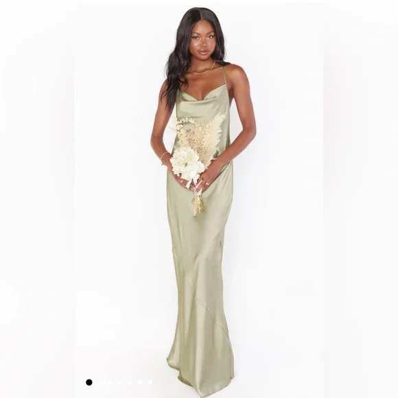 moss green slip dress Show Me Your MuMu | Dresses | Show Me Your Mumu Tuscany Maxi Slip Dess In Moss  Green Luxe Satin